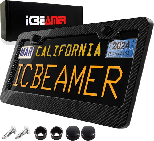 Vista 5 de ICBEAMER Marco de matrícula de motocicleta impermeable de ajuste universal para la mayoría con 6+ LED intermitentes de cola + luz de freno