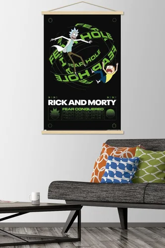 Vista 2 de Trends International Rick And Morty - Póster de pared con agujero del miedo, 22.37 x 34.00 pulgadas, paquete de impresión premium y colgador