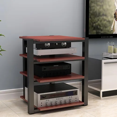 Vista 12 de Soporte para medios AV, estantería audiovisual, gabinete estéreo, torre de estante de audio, gabinete de consola de reproductor de discos, estantes