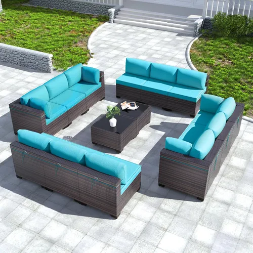 Vista 83 de Kullavik - Juego de muebles para exterior de 6 piezas con sofá modular de ratán de polietileno, color negro