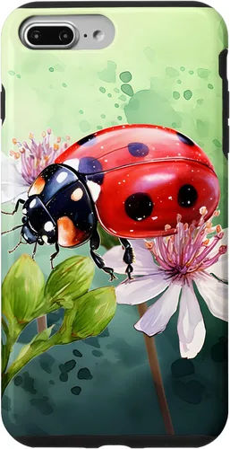 Vista 12 de Funda para iPhone 16 con diseño de mariquita en flores, color verde