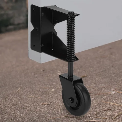 Vista 10 de Rueda resistente con resorte con placa de montaje universal de 360 grados para madera, puertas de metal, valla de PVC, 4 pulgadas, capacidad de 220