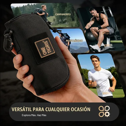 Vista 6 de OneTigris Estuche táctico para anteojos con cremallera Molle, funda para gafas de sol de 1000D de nailon con clip Negro