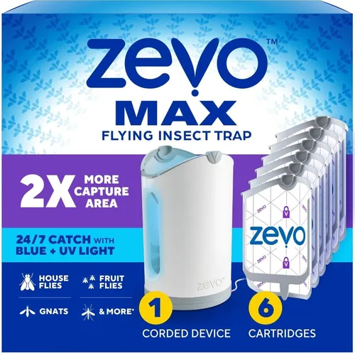 Vista 13 de Zevo MAX - Atrapa insectos y trampa para moscas para interiores, trampa de insectos voladores para mosquitos, moscas domésticas y de la fruta, uso