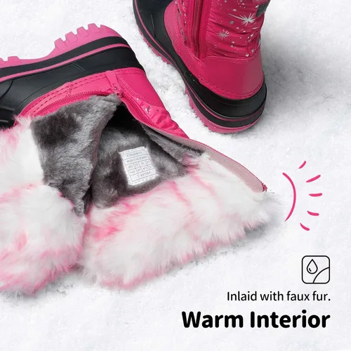 Vista 4 de DREAM PAIRS - Botas de nieve para el invierno, impermeables y con aislamiento para niños