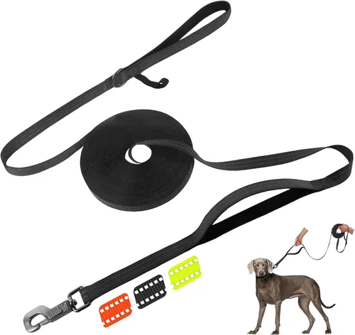 Vista 10 de Fida Correa larga para perros con asa de tráfico, correa reflectante para perros de 30 pies y 50 pies de largo, para entrenamiento de obediencia