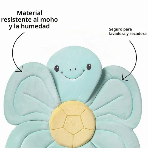 Vista 3 de Nuby Turtle - Cojín de baño para bañera o fregadero, tela suave y fácil de secar, 0-6 meses, turquesa