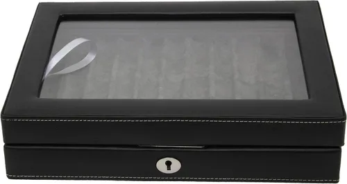 Vista 5 de Tech Swiss TS0432BLK, 11 Pen Box Display Storage Cuero Negro