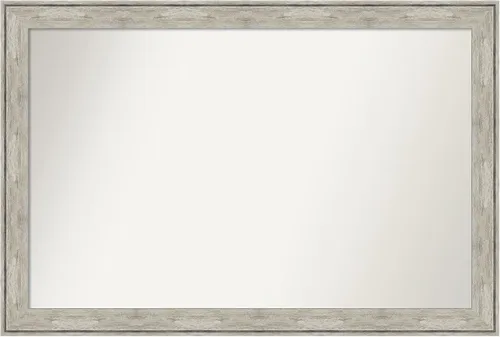 Vista 282 de Amanti Art Espejo de baño plateado para sobre el fregadero, 28 x 37 pulgadas, elegante espejo rectangular de peltre cepillado, marco de madera
