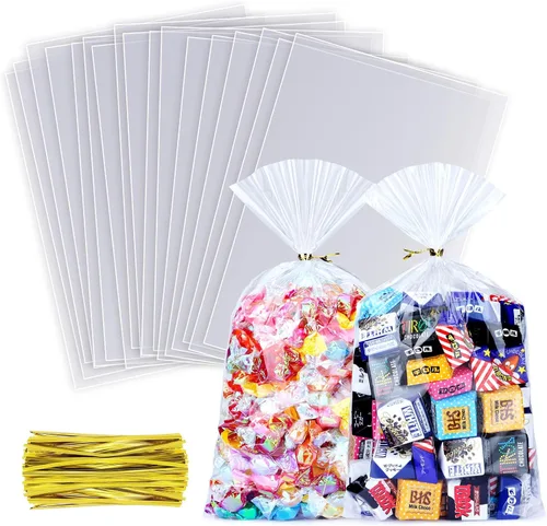Vista 12 de 200 bolsas de celofán de 5 x 7 pulgadas, bolsas de celofán para dulces, bolsas transparentes de regalo, bolsas para cake pops, bolsas de caramelos
