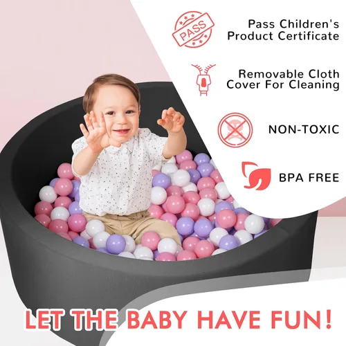 Vista 2 de Fosa de pelotas de espuma, 35" x 12" Fosas de pelotas para niños pequeños, Piscina de pelotas redonda suave para bebés y niños pequeños, Regalo