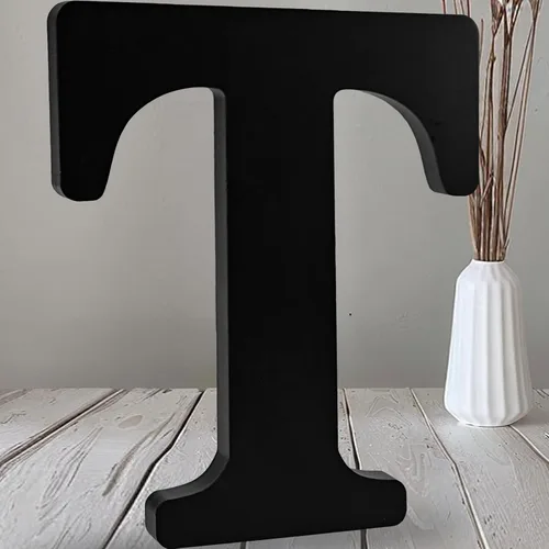 Vista 27 de AOCEAN Letras de madera negra de 12 pulgadas Letras de madera sin terminar para Halloween Letras decorativas de pie Rebanadas Tablero