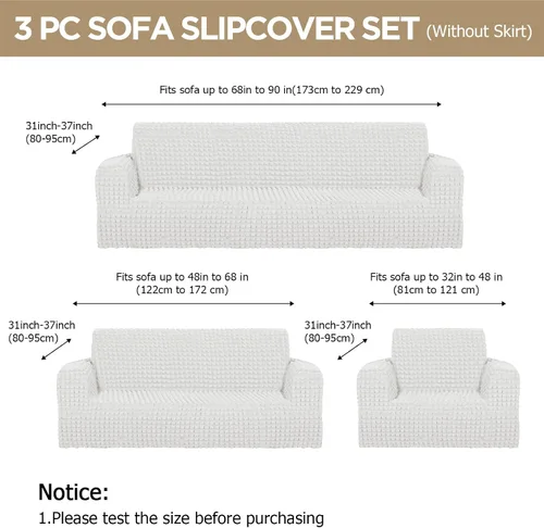 Vista 2 de Fanfanwin Juego de 3 fundas de sofá para muebles de sala de estar, fundas elásticas y lavables para sofá de Navidad, sofá grande de gran