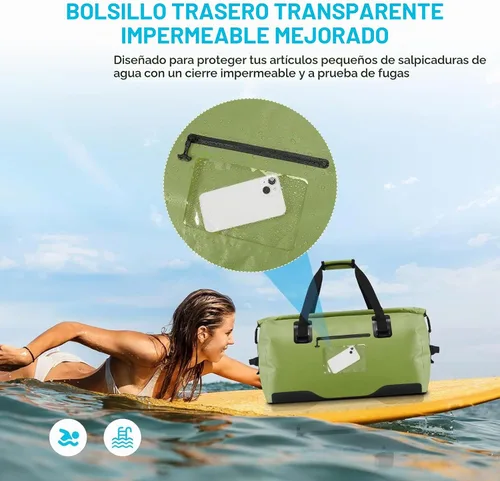 Vista 3 de Gonex Bolsa de lona impermeable extra grande de 40 L, 60 L, 80 L, bolsa de lona seca de viaje, bolsa resistente con correas y asas duraderas