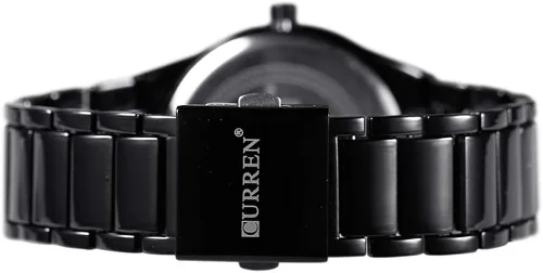 Vista 5 de Todos los relojes de acero negro para hombres clásico reloj de acero inoxidable casual negocios cuarzo analógico reloj de pulsera con calendario 8106