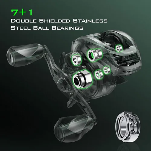 Vista 24 de KastKing Zephyr Baitcasting Fishing Reels with 7.2:1 Gear Ratio Negro-izquierda