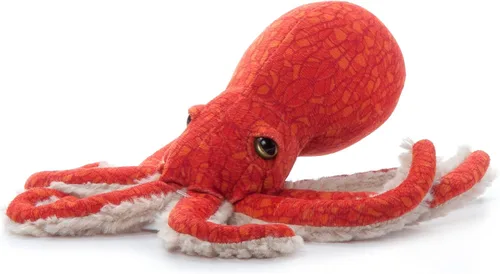 Vista 2 de The Petting Zoo Peluche de pulpo rojo del Pacífico, regalos para niños, animales marinos salvajes Onez, juguete de peluche de pulpo de 8 pulgadas