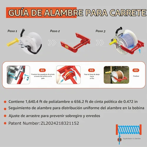 Vista 4 de Carrete de alambre eléctrico preenrollado de Polywire de carrete