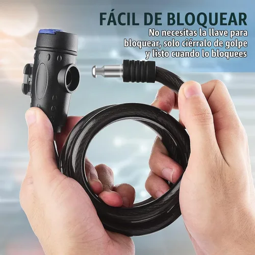 Vista 3 de Candado de bicicleta, [4 pies/3.9 ft] Diyife - Candados de cable para bicicleta con 2 llaves, resistente a la intemperie, cable de seguridad