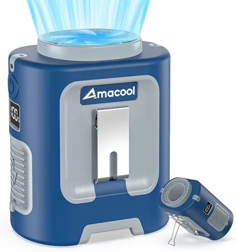 Vista 21 de AMACOOL Mini ventilador de cintura portátil con clip, 13,000 rpm, 4 velocidades, ventilador de cuello personal, hasta 24 horas de duración