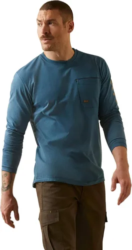 Vista 13 de Ariat Hombres Rebar Workman Logo Manga Larga Cuello Redondo Aguacate/Haya