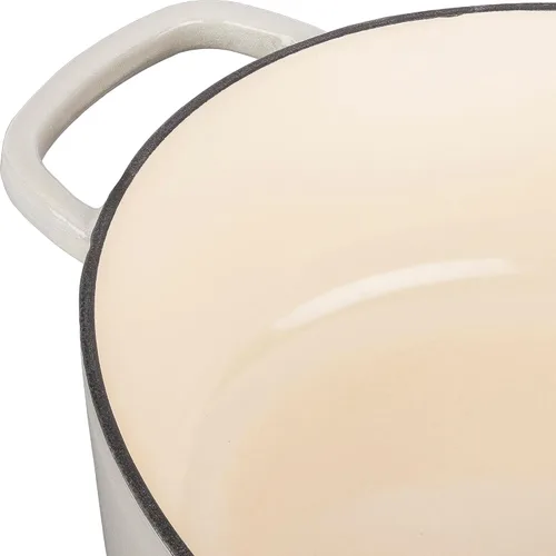 Vista 6 de BALLARINI Bellamonte Horno holandés ovalado de hierro fundido de 4.75 cuartos de galón, color blanco crema