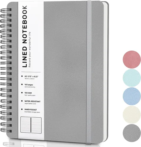 Vista 25 de Cuaderno rayado en espiral, cuaderno en espiral A4, 8.5 x 11 pulgadas, papel grueso de 100 GSM, cuadernos de diario encuadernados en espiral