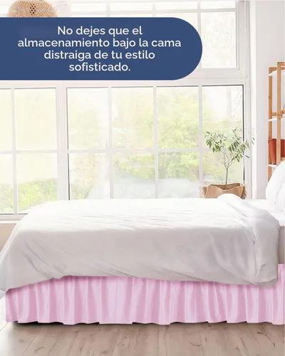 Vista 8 de CGK Falda de cama envolvente – dormitorio universitario – 24 pulgadas 32 - rosa claro