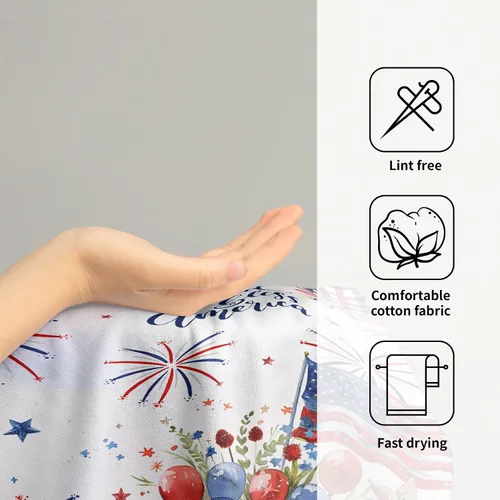 Vista 4 de Giwawa Juego de 2 toallas de mano con diseño de camión americano del 4 de julio, toallas de baño para el Día de la Independencia, suaves