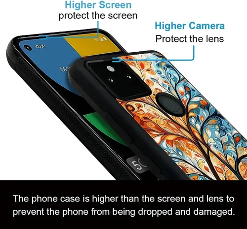 Vista 1065 de Compatible con Google Pixel 4A 5G Mobile Case Creative Acrylic Panel trasero Silicona Protección Grip especialmente diseñado para Google Pixel 4A 5G
