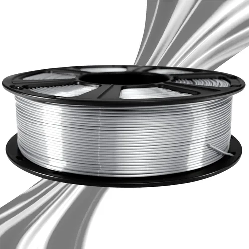 Vista 2 de GEEETECH Filamento PLA de seda plateado de 0.069 libras, filamento de seda brillante para impresora 3D, carrete de 2.2 libras, precisión dimensional
