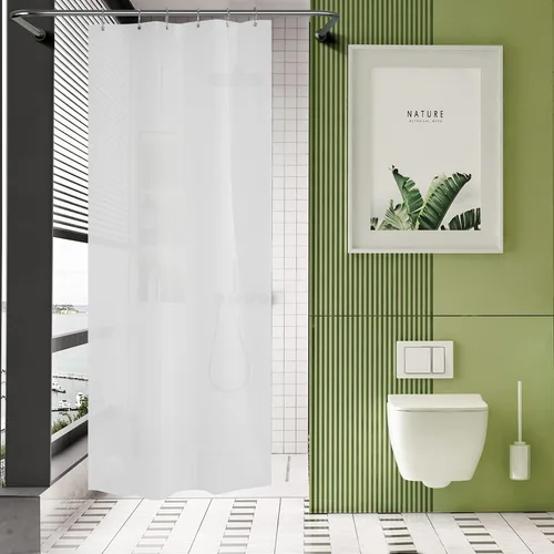 Vista 45 de AmazerBath Cortina de ducha larga de 36 x 84 pulgadas, cortina de ducha transparente de PEVA grueso resistente, cortina estrecha con 2 piedras