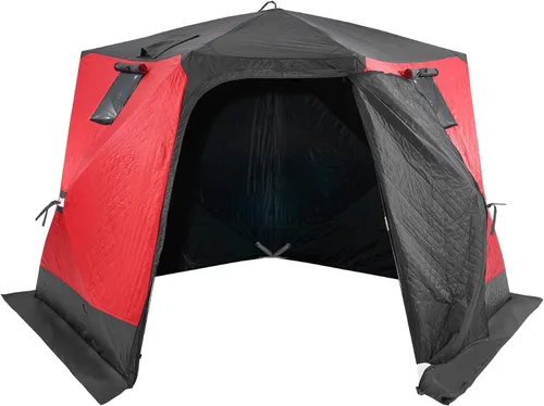 Vista 12 de VEVOR Portable Pop-Up Tent, 1-8 Person Insulated Shelter, Large Fishing Area, Hub-Style Shanty for Winter Fishing, Waterproof Oxford Ice Cube with