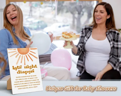 Vista 5 de Letrero decorativo de madera con texto en inglés «Here Comes The Sun», 8 x 11 pulgadas, decoración de mesa neutra de género para decoración de baby