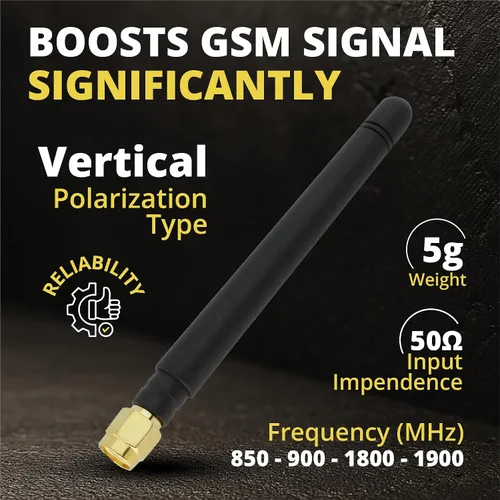 Vista 3 de Antena macho SMA - Antena omnidireccional de 850-1900 MHz, conector tipo L/recto, ganancia de 2,5 dBi, GSM CDMA WCDMA (recto - 1 unidad)