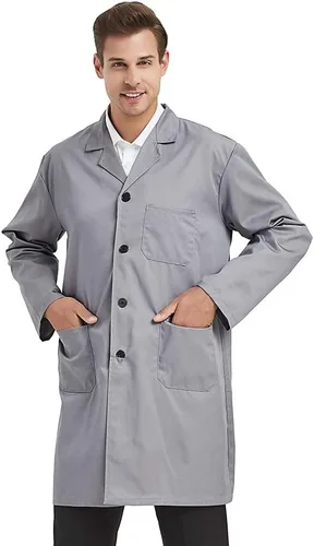 Vista 6 de TOPTIE Abrigo de laboratorio unisex para médico, uniforme de médico, abrigo Borgoña