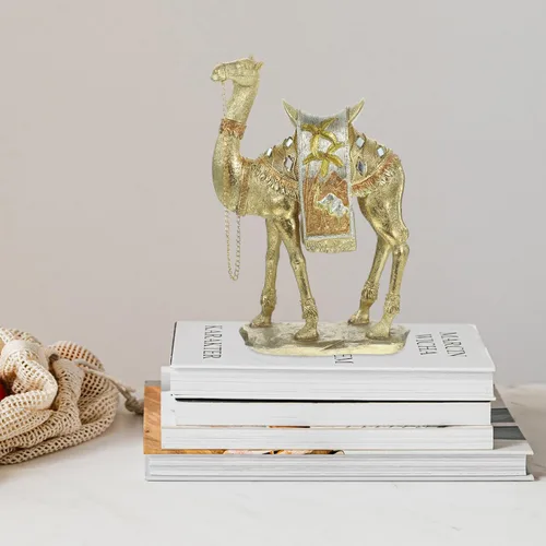 Vista 3 de ABOOFAN Estatua de camello de simulación para decoración del hogar, figura de camello de resina de estilo de Oriente Medio para el hogar, oficina