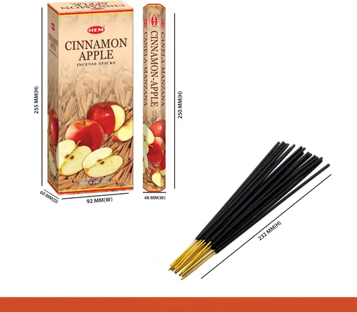 Vista 3 de Hem Varitas de incienso de manzana y canela (120 varillas, 6 cajas en el interior), 9 pulgadas de largo, 0.71 onzas por caja, fragancia acogedora