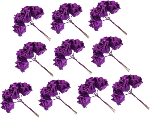 Vista 13 de Zerodeko Rosas rosas artificiales a granel paquete de 50 cabezas de flores PE material boda decoración del hogar Dorado