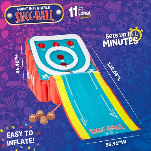 Vista 5 de Flybar FunPark - Juego inflable gigante de 11 pies, juegos de patio trasero al aire libre para niños y adultos, 4 bolas y bomba de aire eléctrica