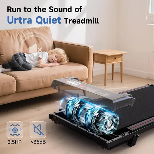 Vista 5 de Incline Walking Pad with Incline 8% & 2.5HP, Quiet Under Desk Treadmill≤35DB for Home Office, Upgraded Portable Treamill with High 350LB Capacity