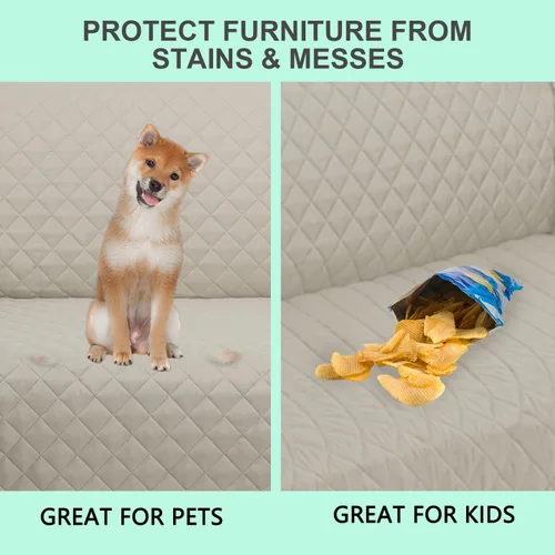 Vista 5 de Fundas para Silla Reclinable Reversibles Funda de Sofá para Mascotas Protector de Muebles Lazy Boy (Silla 23'', Beige/Beige)