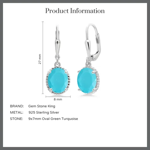 Vista 147 de Gem Stone King Aretes colgantes de gota para mujer, plata de ley 925, piedra natal ovalada de 0.354 x 0.276 in, joyería fina, regalos para ella