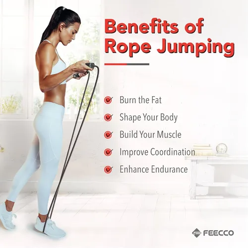 Vista 7 de FEECCO Weighted Jump Rope for Men, PVC Rope with Metal Handles and Ball Bearings