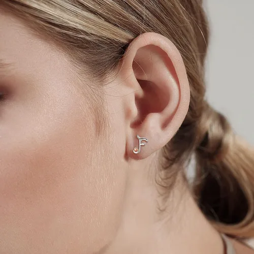 Vista 4 de CELESTIA 925 Sterling Silver Initial Earrings 26 Letter with Rose Gold Heart Earrings Studs