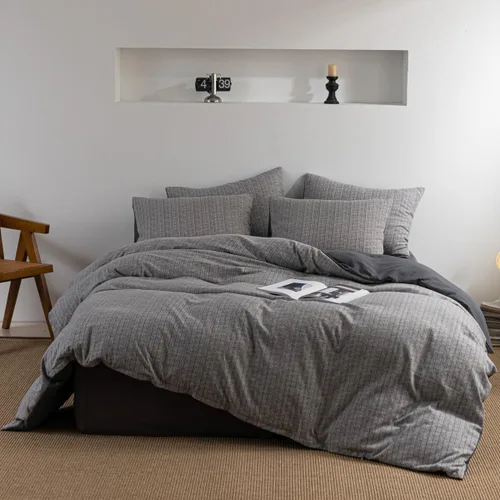 Vista 9 de INFLAG Funda de edredón tamaño individual, juego de ropa de cama a rayas de 3 piezas, 100% microfibra de lujo, suave, 1 funda de edredón de 66 x 90