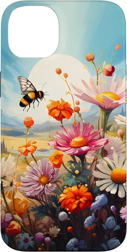 Vista 14 de Funda para iPhone 13 Pro Lively Bee en Sunny Meadow of Wildflowers