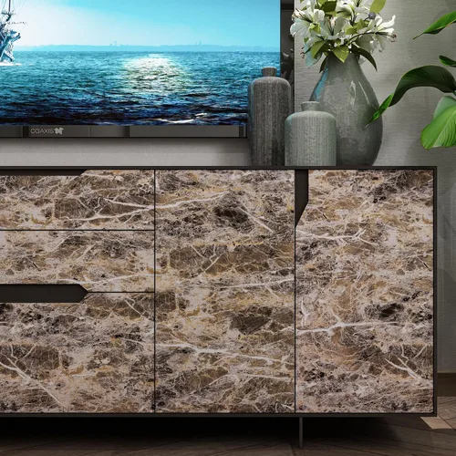 Vista 9 de BAYYA Papel de contacto de mármol marrón de 118x16 pulgadas, papel pintado despegar y pegar para gabinetes de cocina, adhesivo de granito