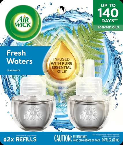 Vista 2 de Air Wick 79717 Relleno de aceite perfumado, las Aguas Dulces, 0.67oz, 2 unidades)