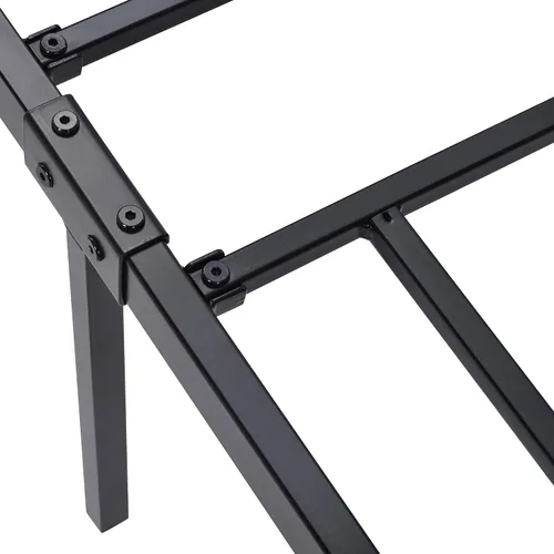 Vista 8 de Majnesvon Base de cama resistente de tamaño matrimonial con cabecera de madera moderna, plataforma de metal con marco de hierro esmerilado